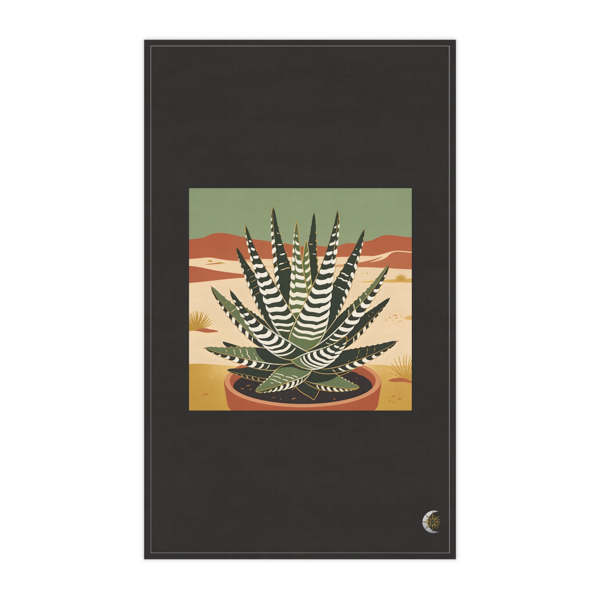 HD Zebra haworthia seen in a close radial growth study 100% Cotton Twill Tea Towel