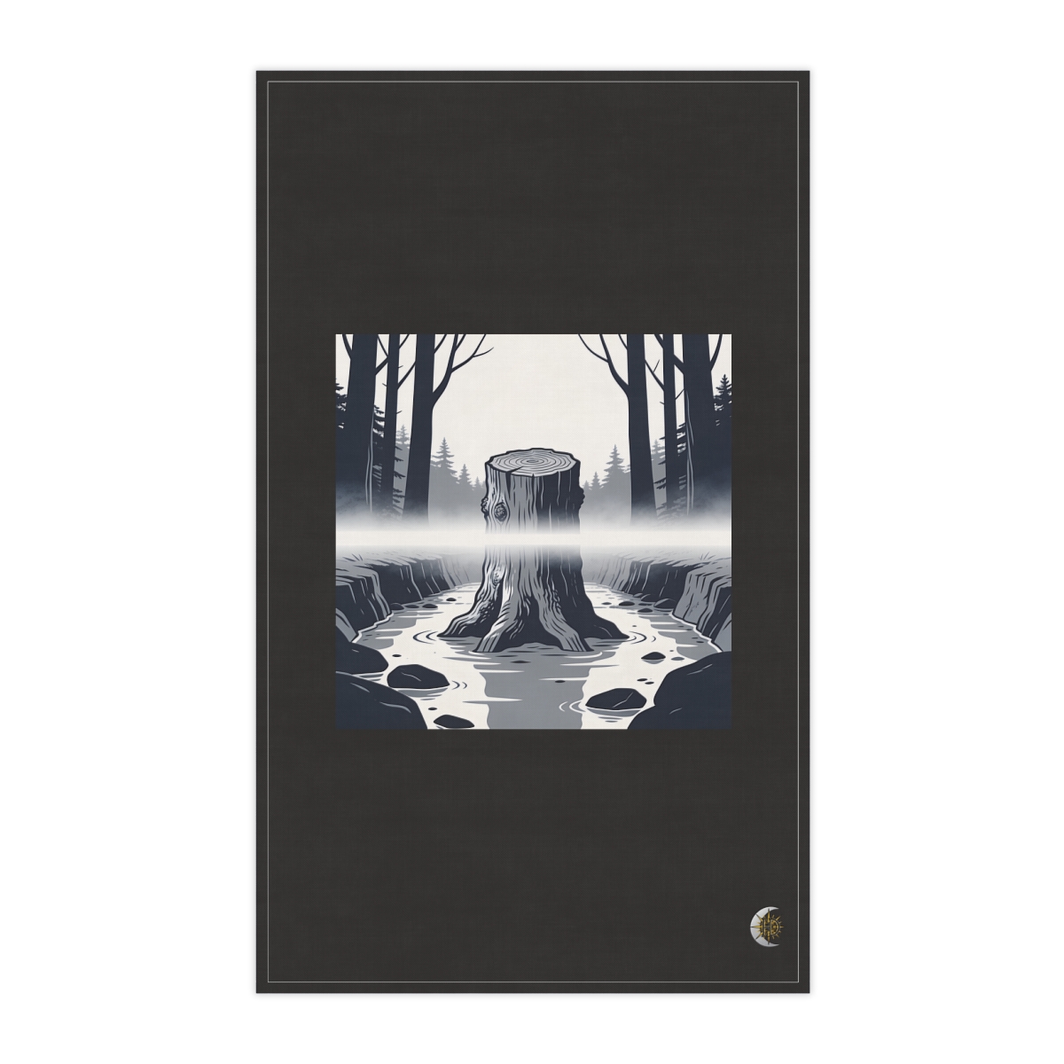 HD Oak stump rising through a horizontal fog bank 100% Cotton Twill Tea Towel
