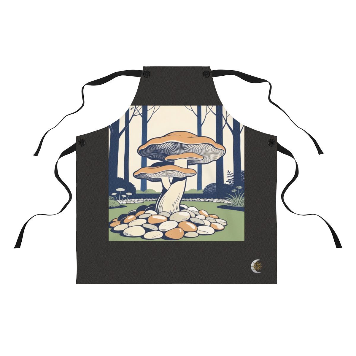HD Bracket fungus rising from an island of smooth pebbles Polyester Kitchen Apron