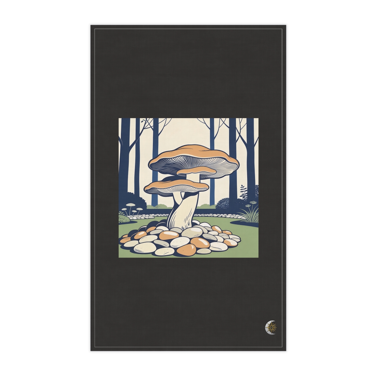HD Bracket fungus rising from an island of smooth pebbles 100% Cotton Twill Tea Towel