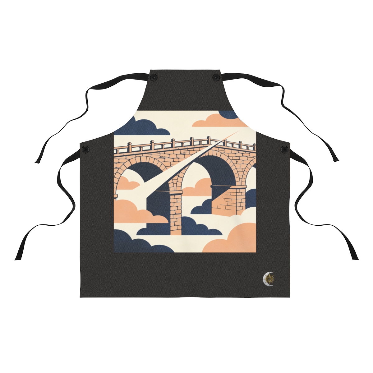 HD Stone footbridge crossed by a gentle diagonal breeze Polyester Kitchen Apron