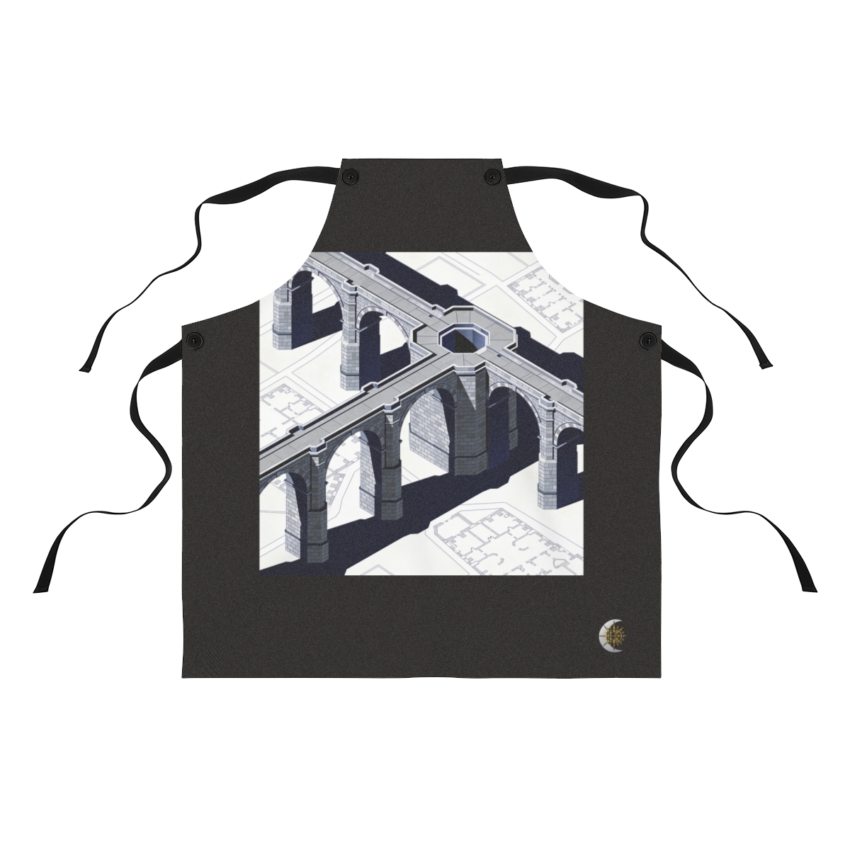 HD Stone viaduct seen directly above as interlocking masses and voids Polyester Kitchen Apron