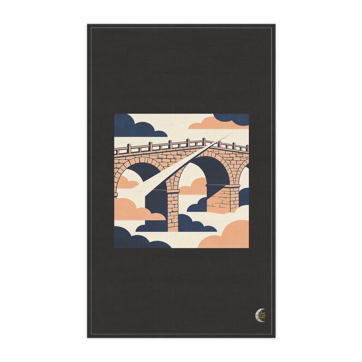 HD Stone footbridge crossed by a gentle diagonal breeze 100% Cotton Twill Tea Towel
