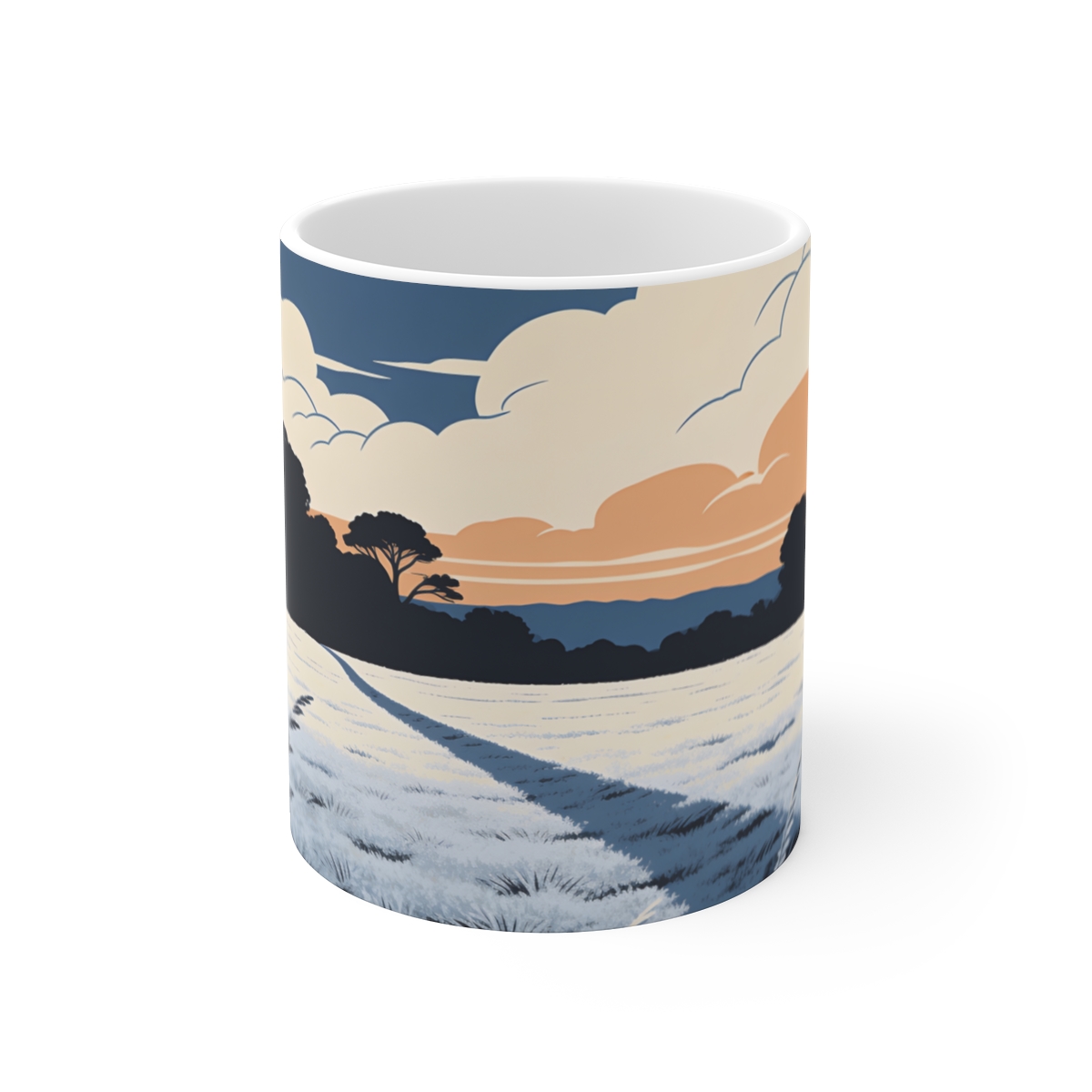 HD Frosty field crossed by a gentle diagonal breeze Ceramic Mug 11oz