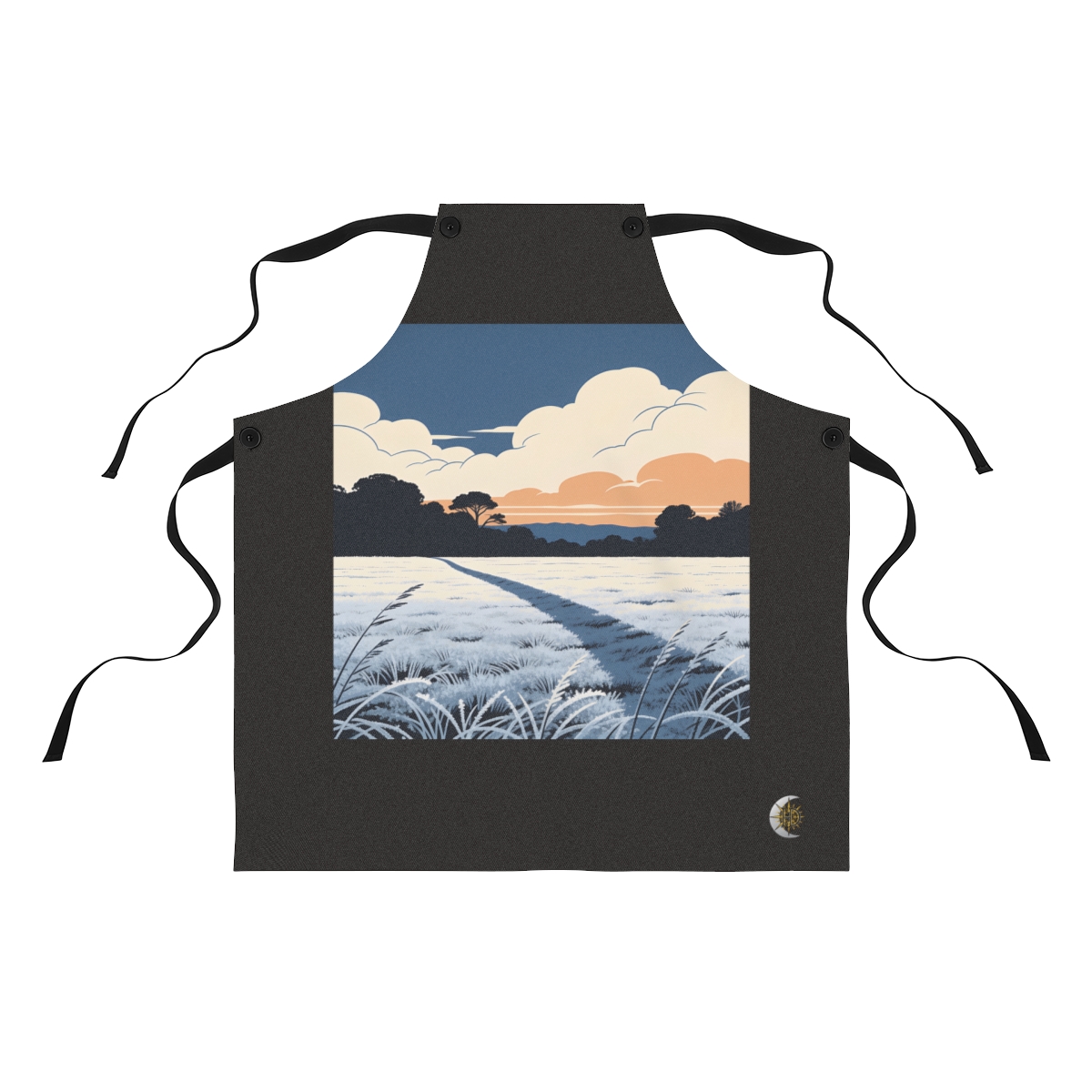 HD Frosty field crossed by a gentle diagonal breeze Polyester Kitchen Apron