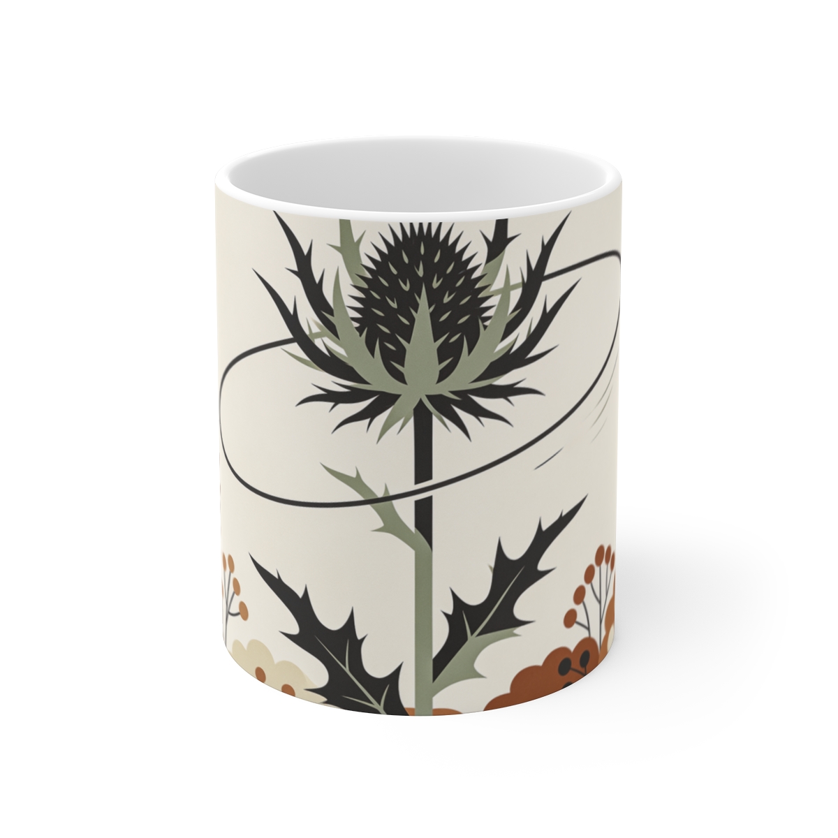 HD Thistle crown interwoven with a single looping wind line Ceramic Mug 11oz