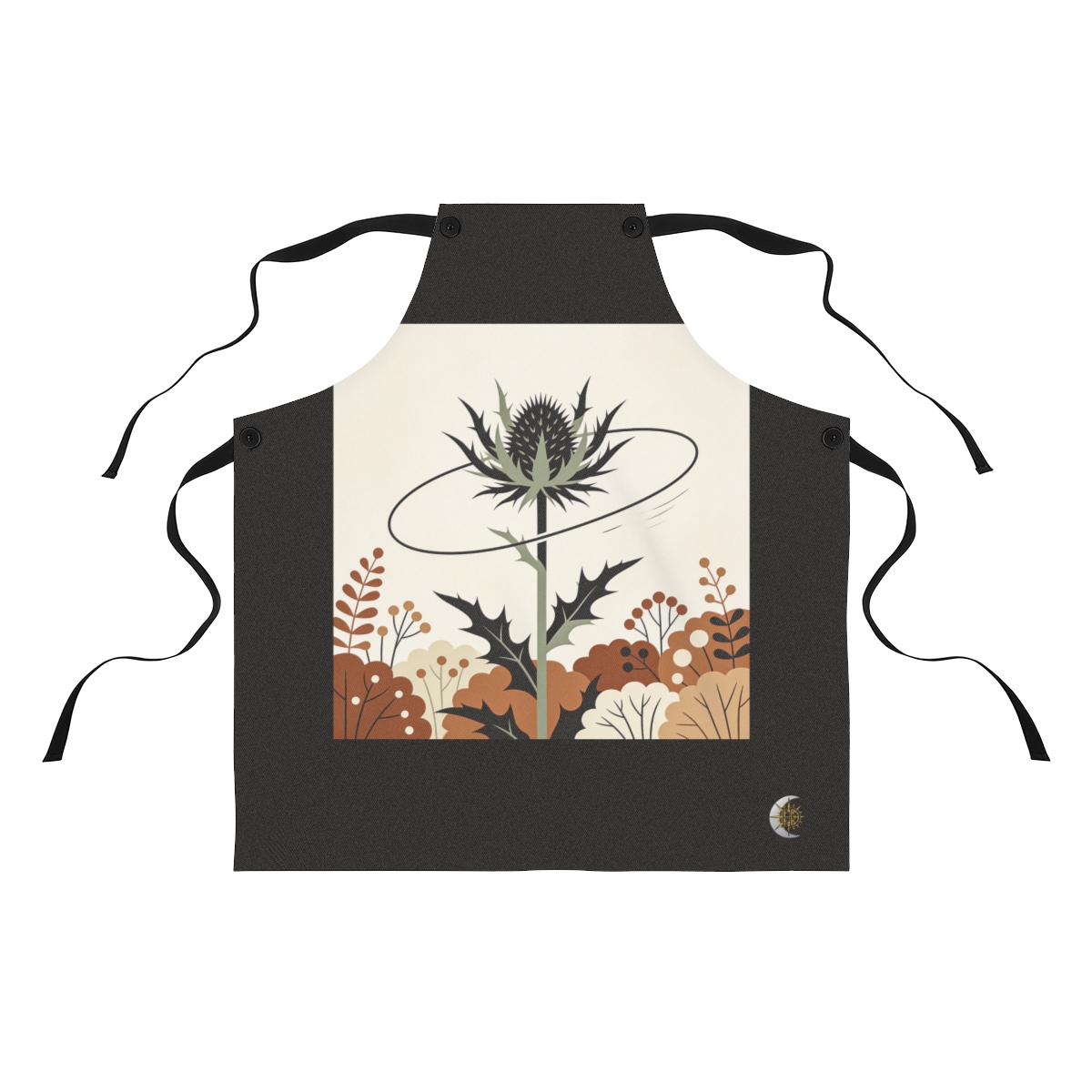 HD Thistle crown interwoven with a single looping wind line Polyester Kitchen Apron