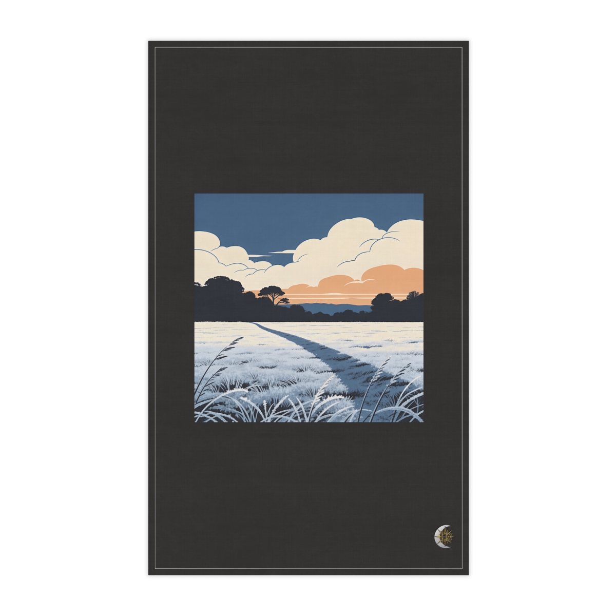 HD Frosty field crossed by a gentle diagonal breeze 100% Cotton Twill Tea Towel