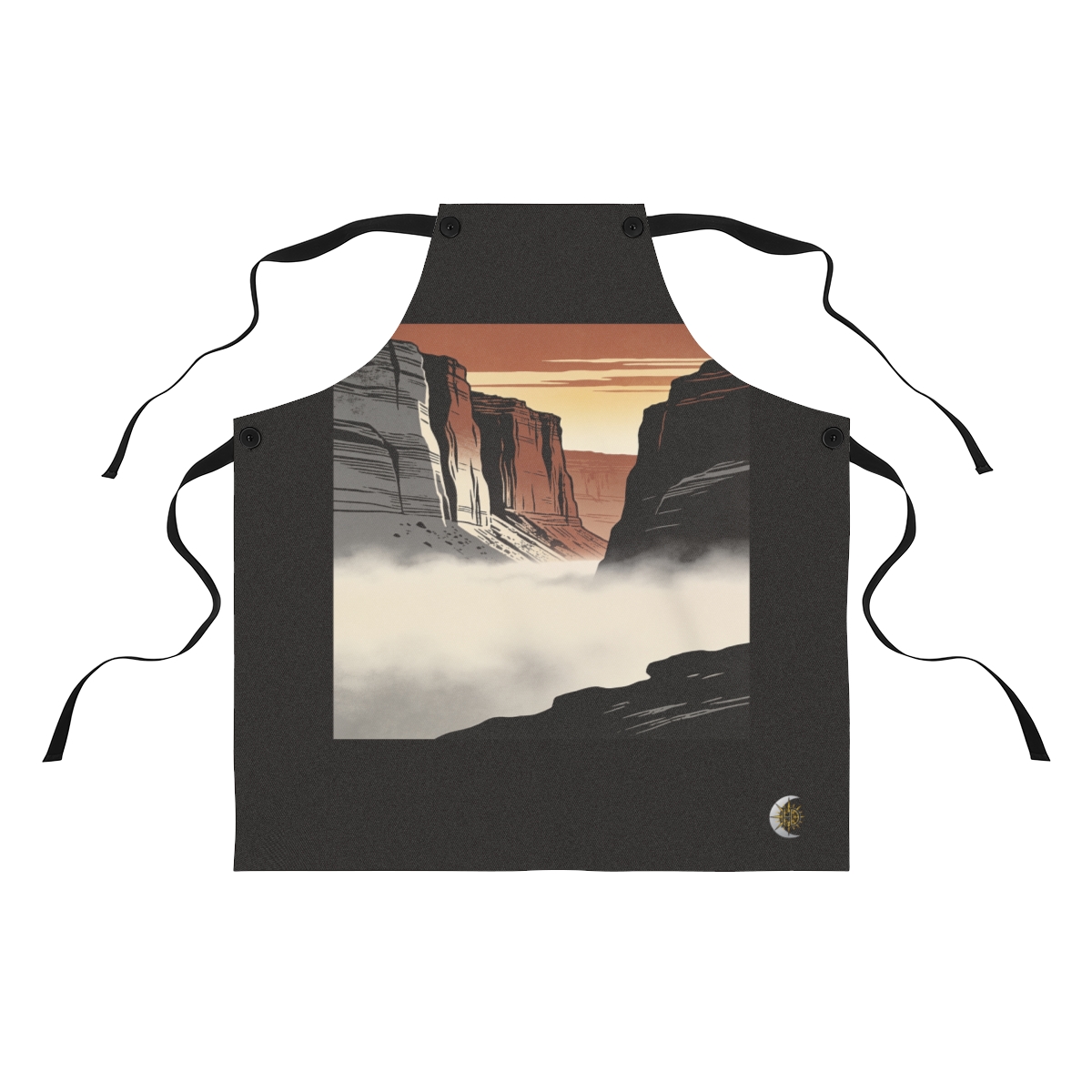 HD Slot canyon rising above a broad belt of fog Polyester Kitchen Apron
