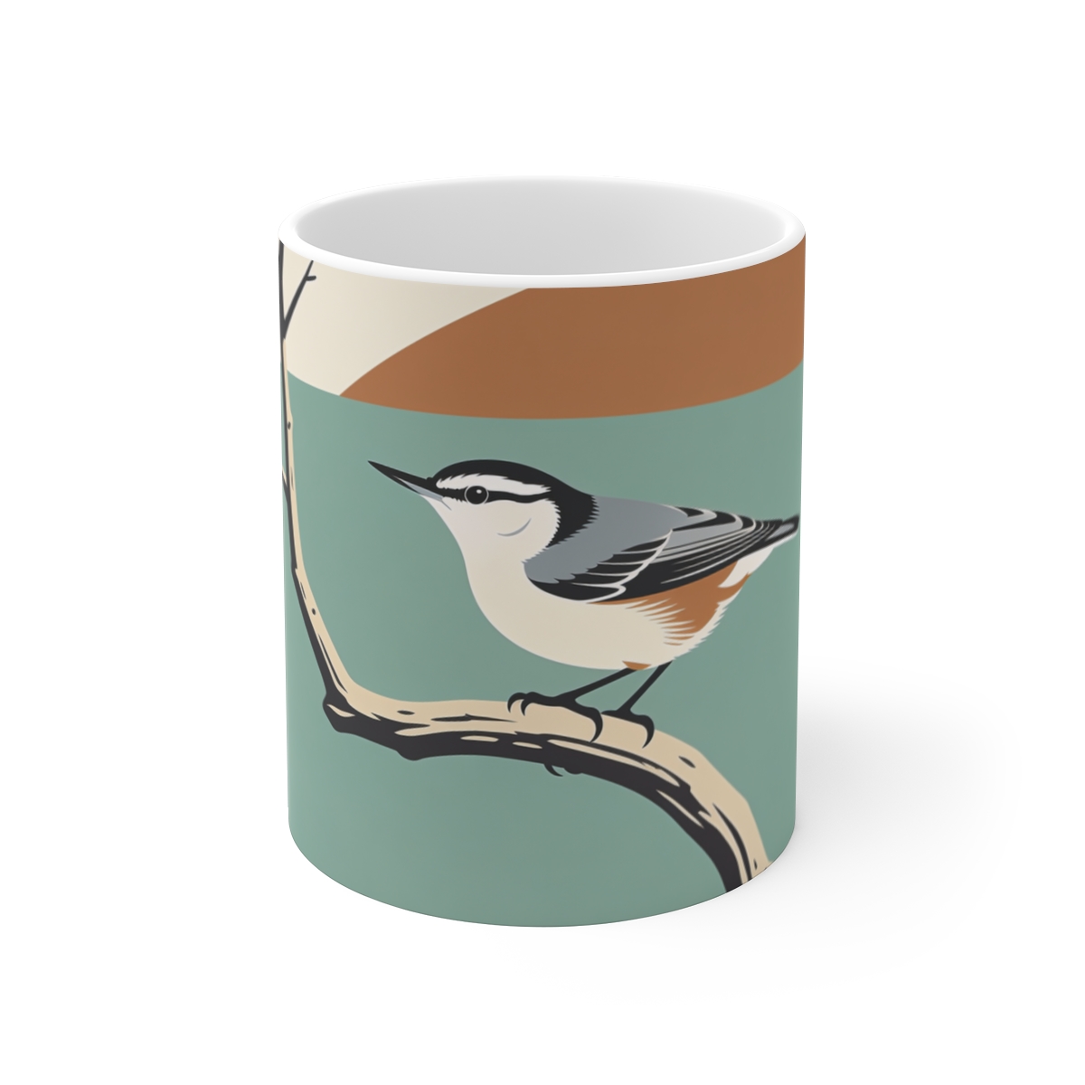 HD Nuthatch balancing on a curved bare branch Ceramic Mug 11oz