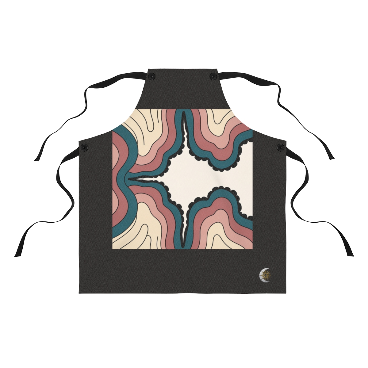 HD Wavy tree rings opening outward from an off-center quiet region Polyester Kitchen Apron