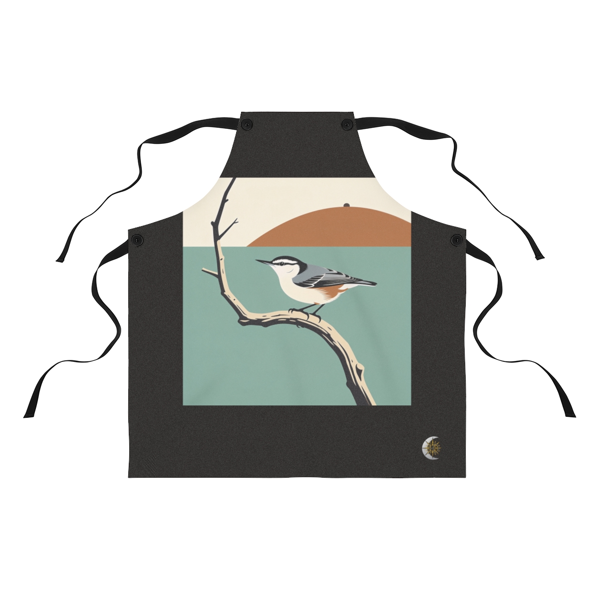 HD Nuthatch balancing on a curved bare branch Polyester Kitchen Apron
