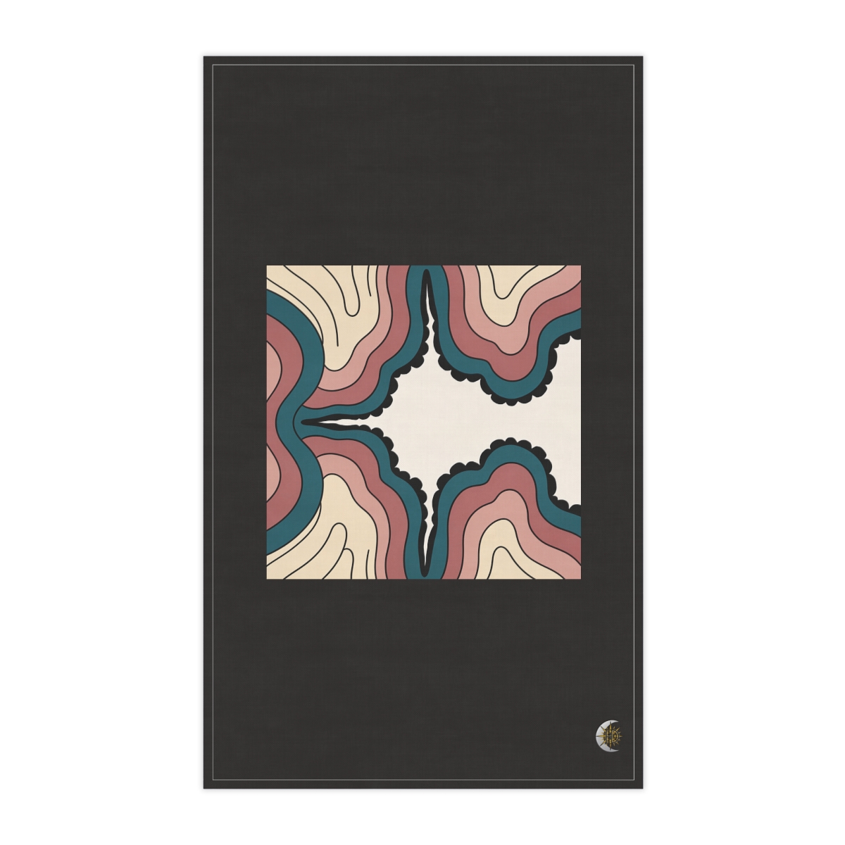 HD Wavy tree rings opening outward from an off-center quiet region 100% Cotton Twill Tea Towel