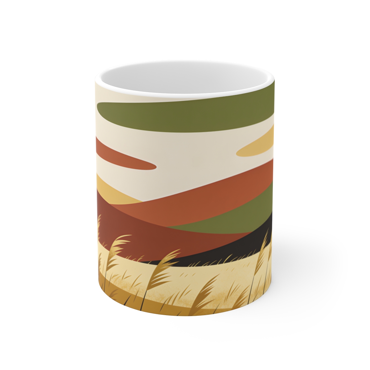 HD Windswept meadow reduced to stacked rounded color planes Ceramic Mug 11oz