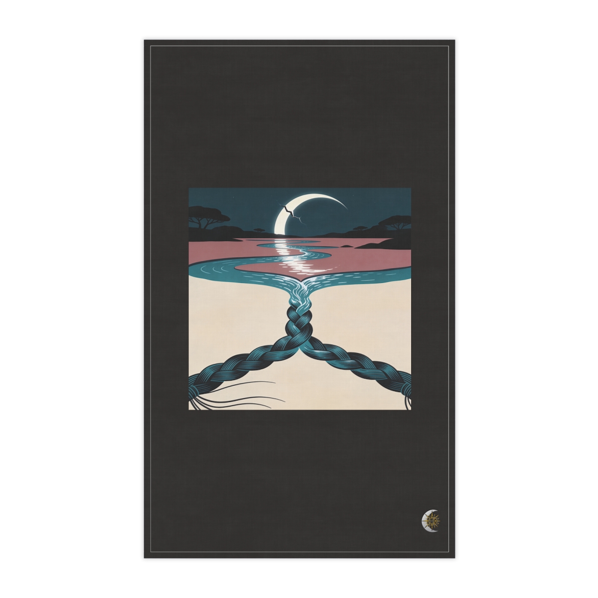 HD Braided stream reflecting a broken arc of moonlight 100% Cotton Twill Tea Towel