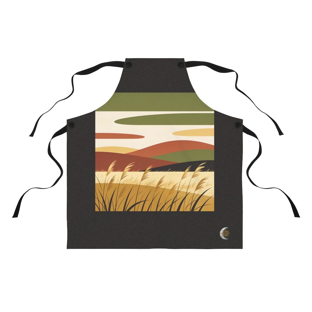 HD Windswept meadow reduced to stacked rounded color planes Polyester Kitchen Apron