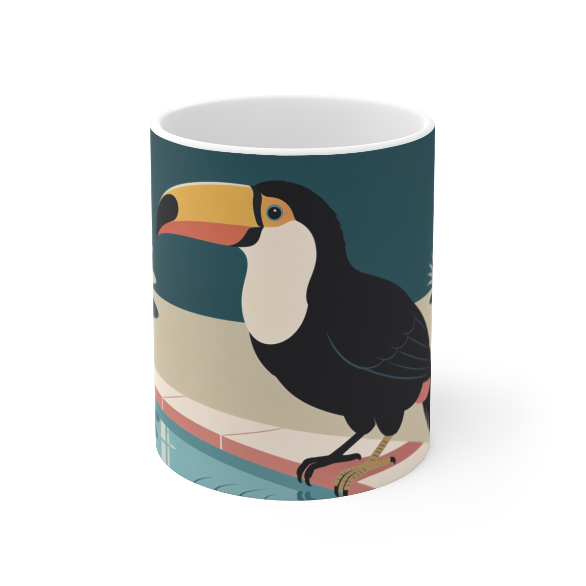 HD Toucan pausing beside a reflective pool Ceramic Mug 11oz