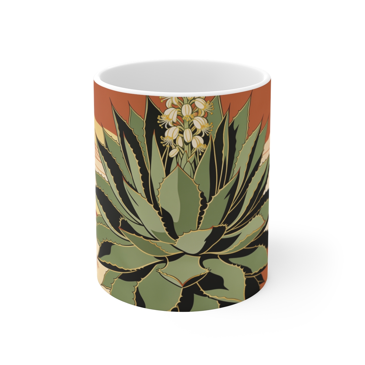HD Flowering agave seen in a close radial growth study Ceramic Mug 11oz