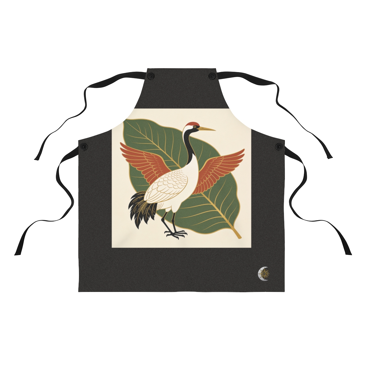 HD Crane framed by one oversized leaf Polyester Kitchen Apron