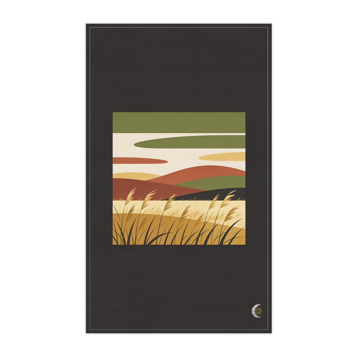 HD Windswept meadow reduced to stacked rounded color planes 100% Cotton Twill Tea Towel