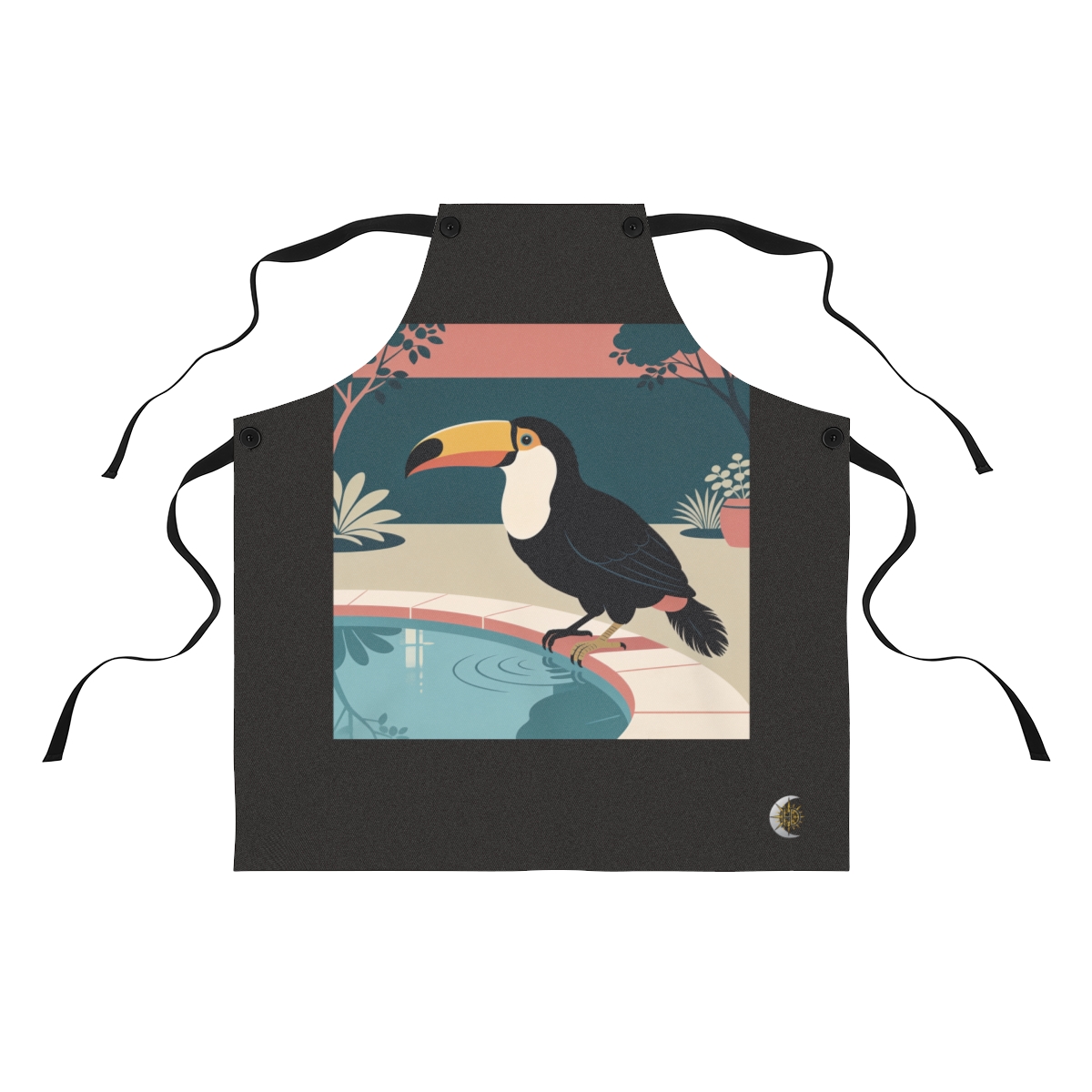 HD Toucan pausing beside a reflective pool Polyester Kitchen Apron