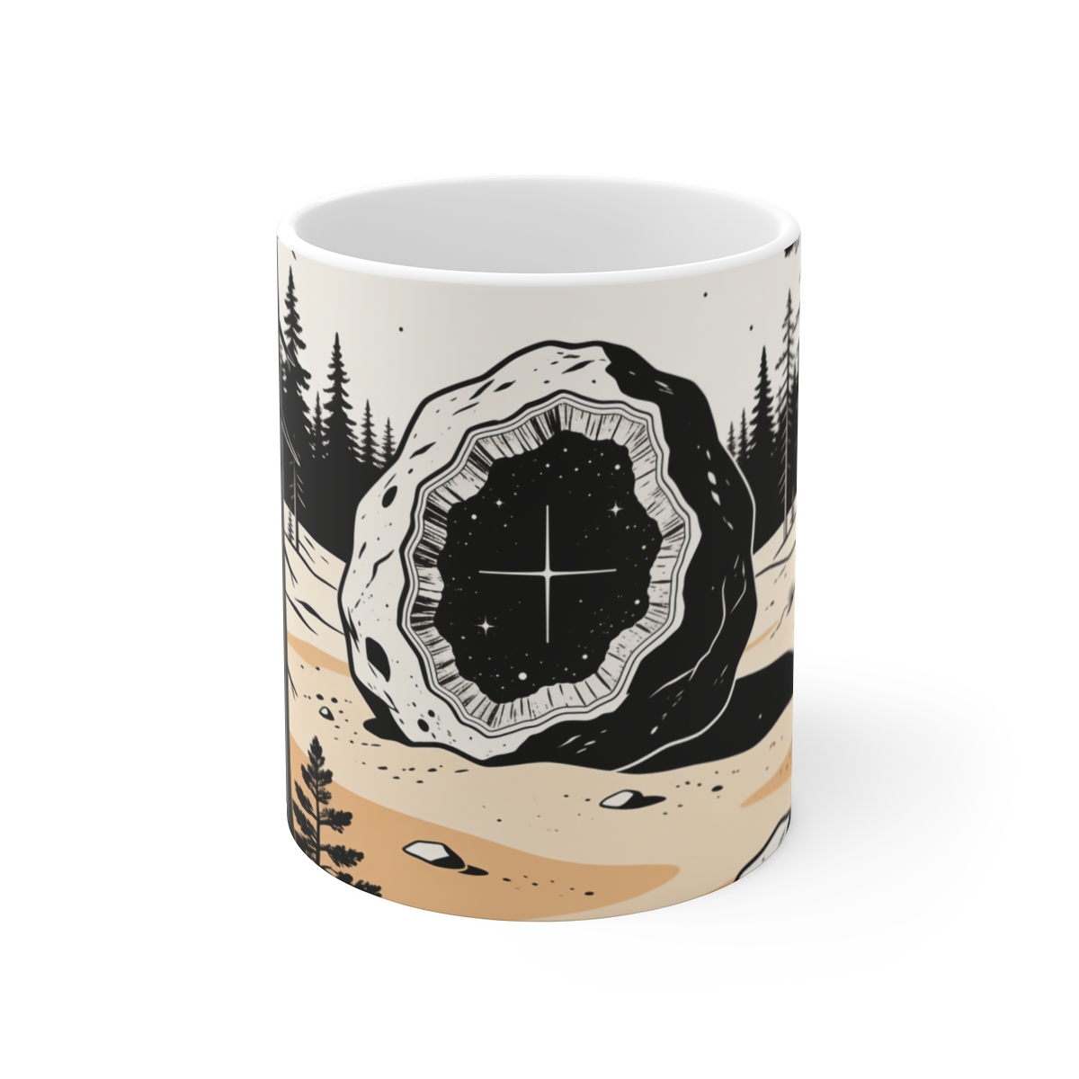 HD Interstellar rock divided into an unlabelled internal cross-section Ceramic Mug 11oz