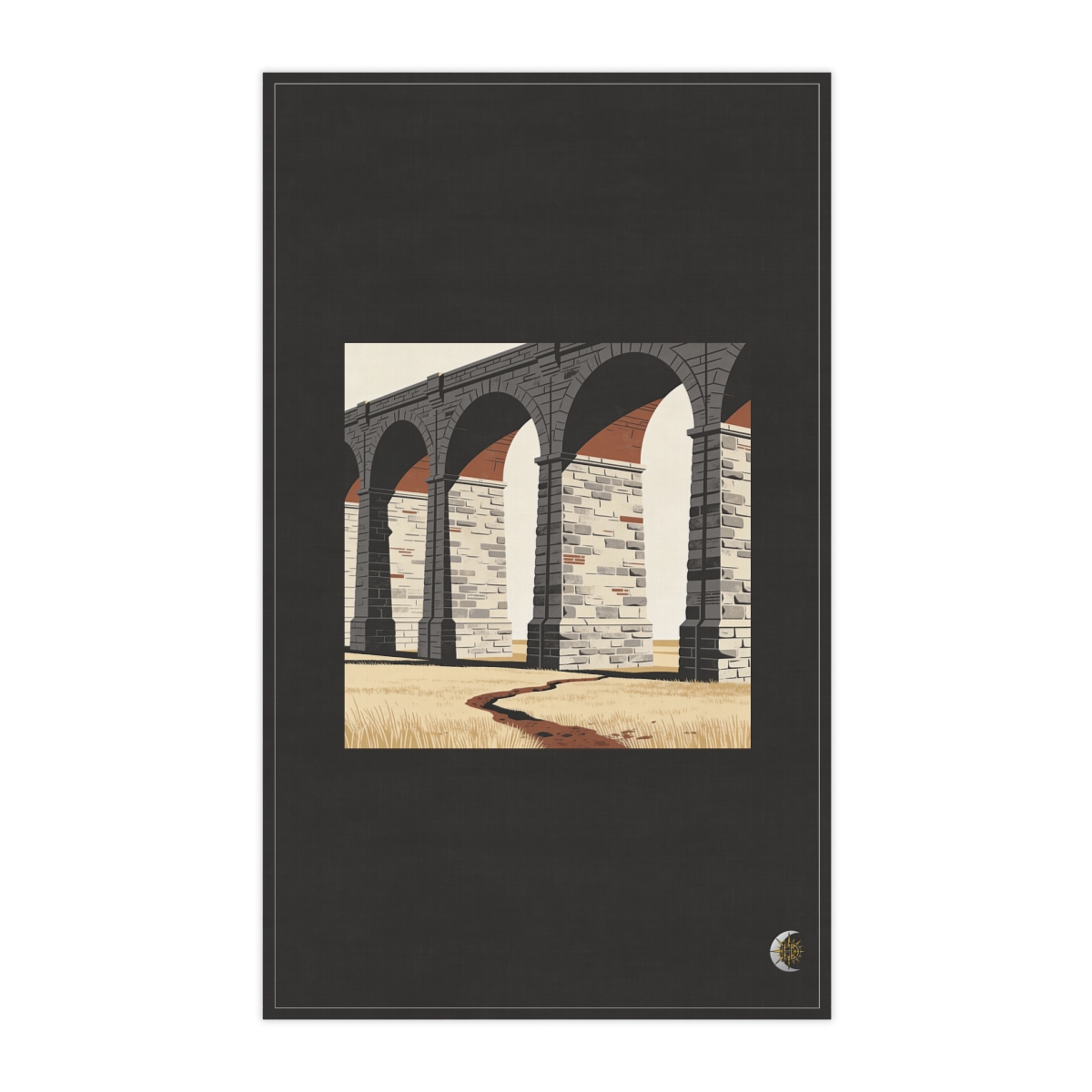 HD Stone viaduct shown as a precise side elevation 100% Cotton Twill Tea Towel
