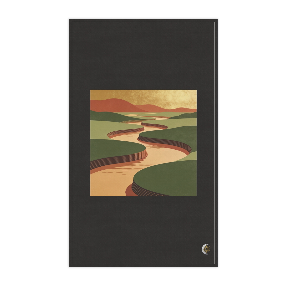 HD Tea-colored river reduced to stacked rounded color planes 100% Cotton Twill Tea Towel