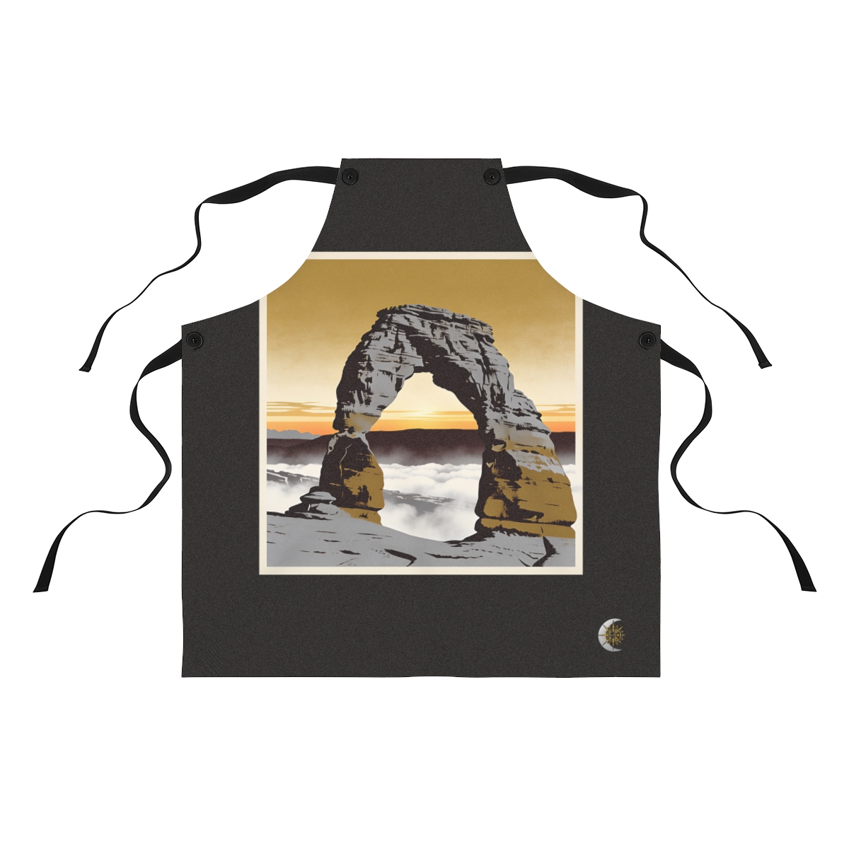 HD Coastal basalt arch rising above a broad belt of fog Polyester Kitchen Apron