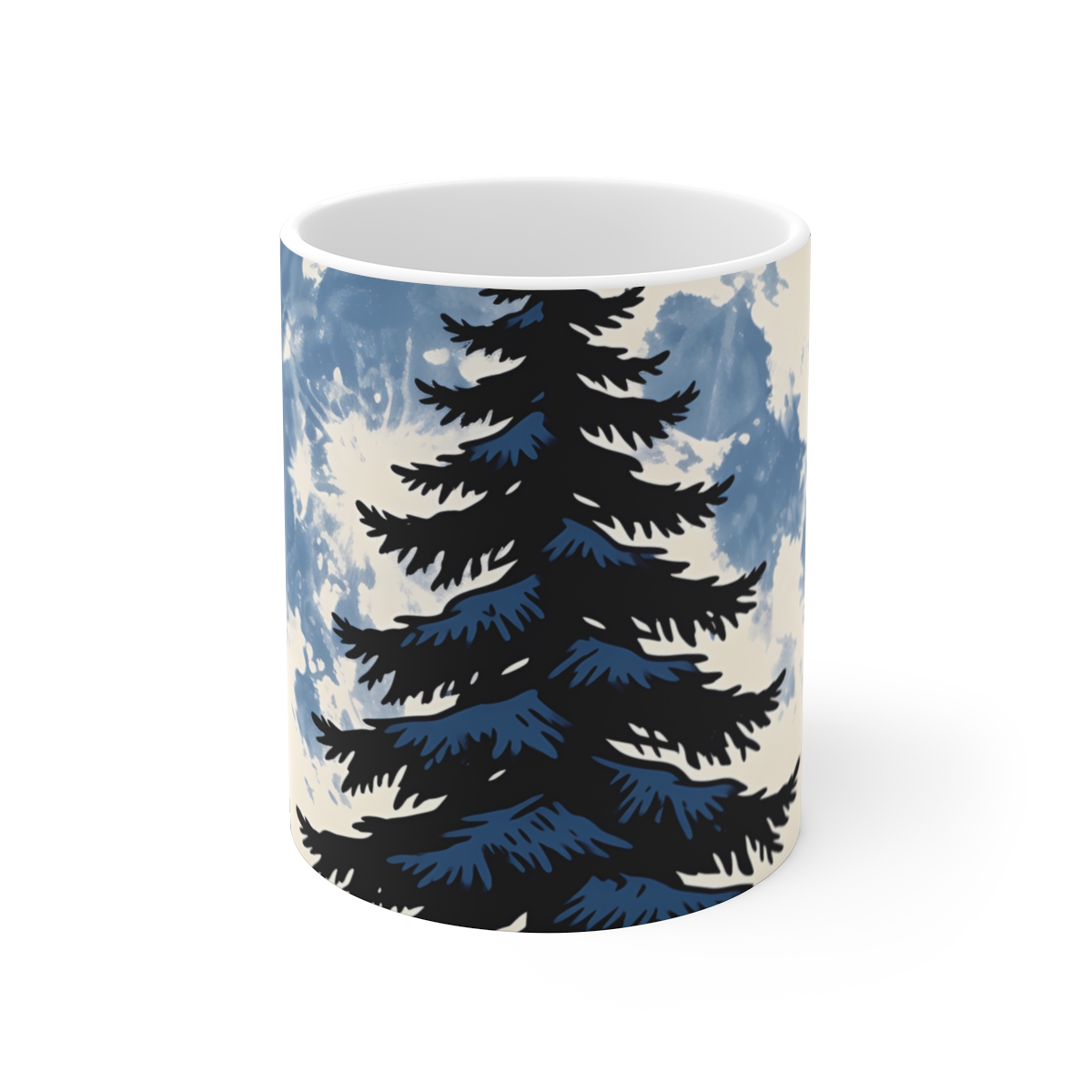 HD Spruce crown isolated against a large low moon Ceramic Mug 11oz
