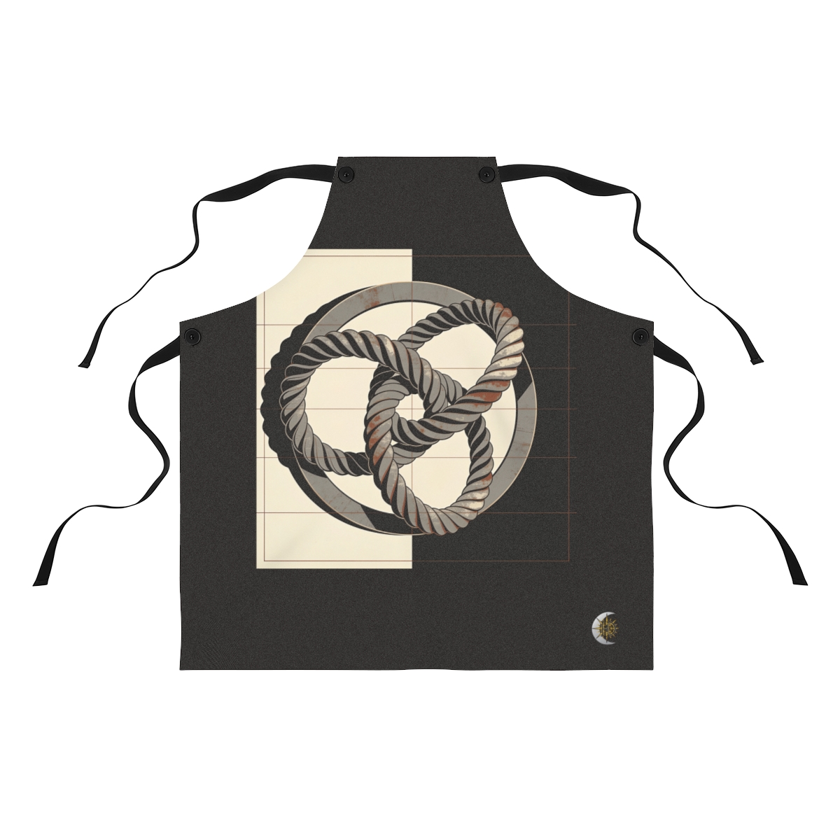 HD Wave-interference knot wrapped into an interrupted circular rhythm Polyester Kitchen Apron