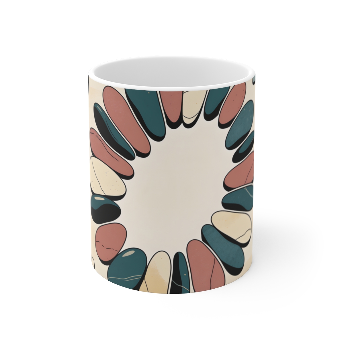 HD Smooth beach stones opening outward from an off-center quiet region Ceramic Mug 11oz