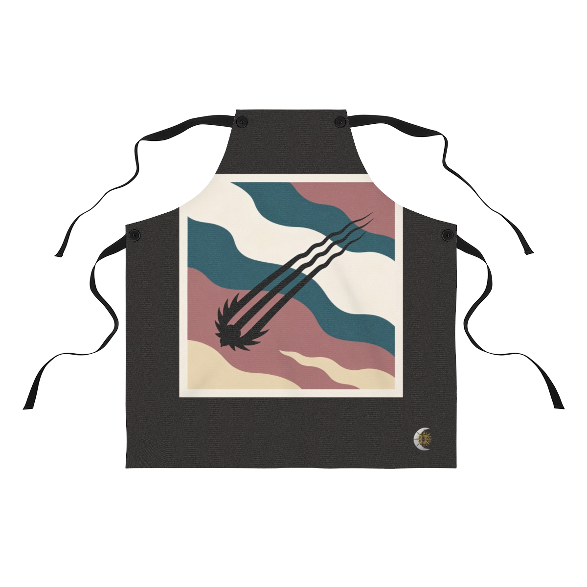 HD Ribbon-tailed comet crossed by three parallel wave lines Polyester Kitchen Apron