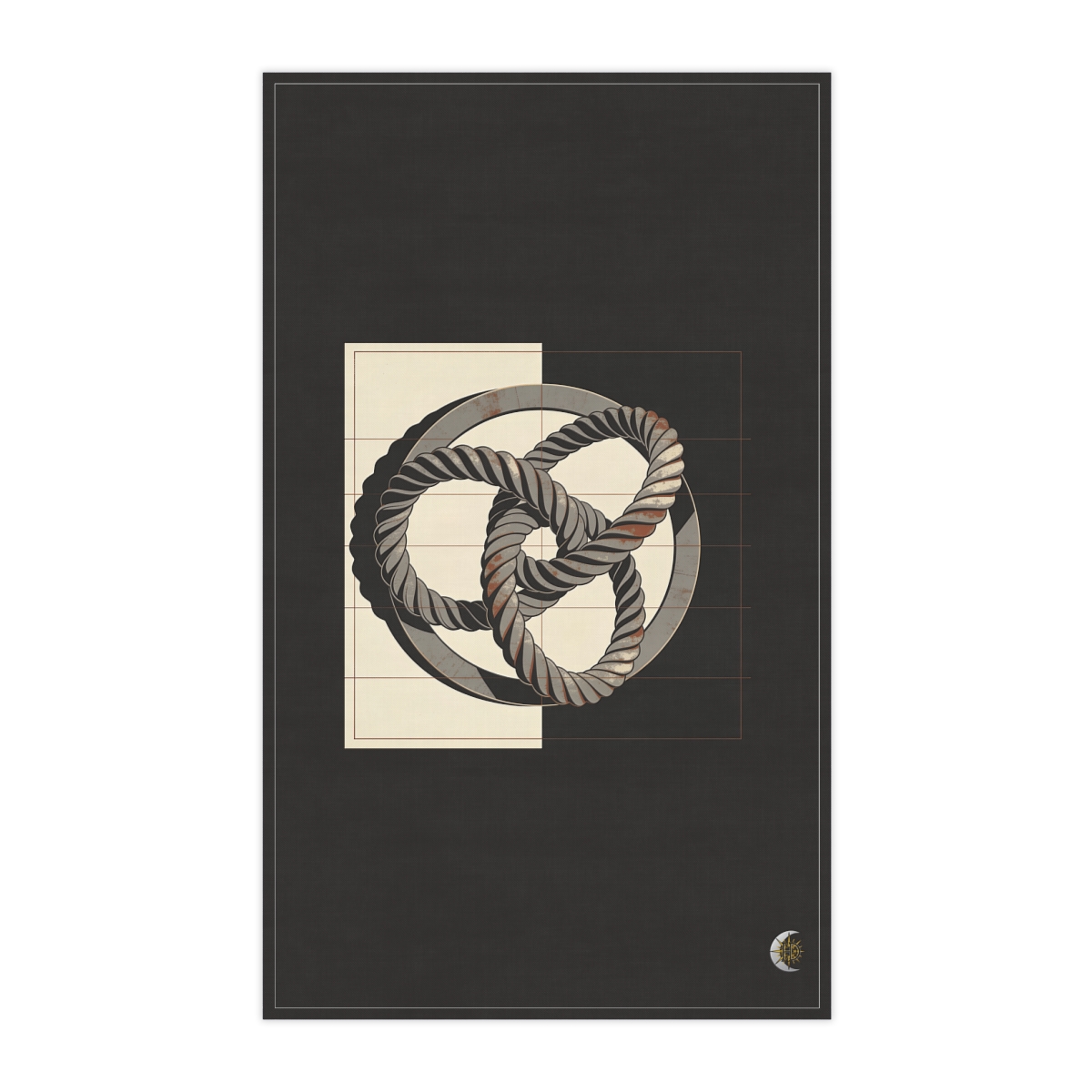 HD Wave-interference knot wrapped into an interrupted circular rhythm 100% Cotton Twill Tea Towel
