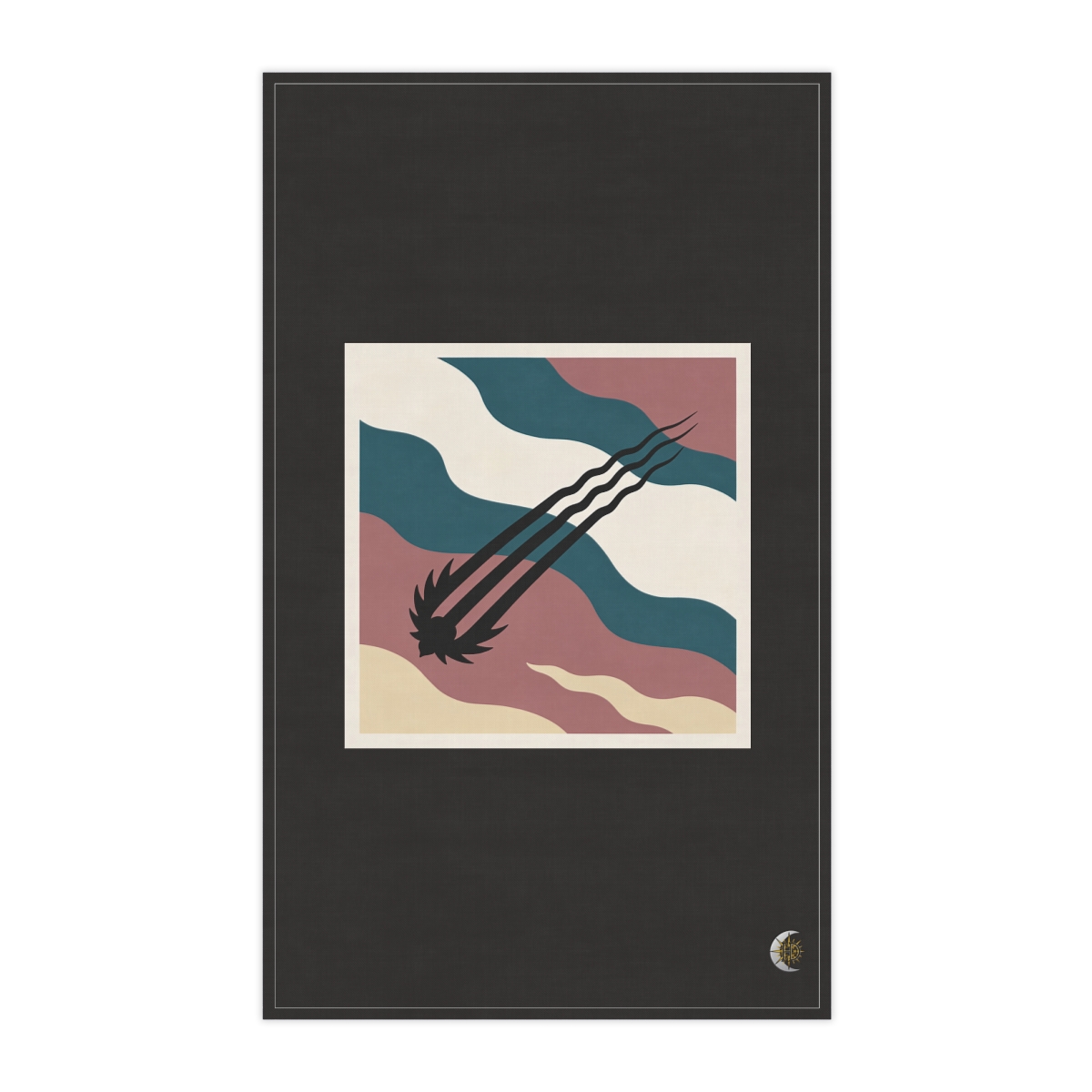 HD Ribbon-tailed comet crossed by three parallel wave lines 100% Cotton Twill Tea Towel