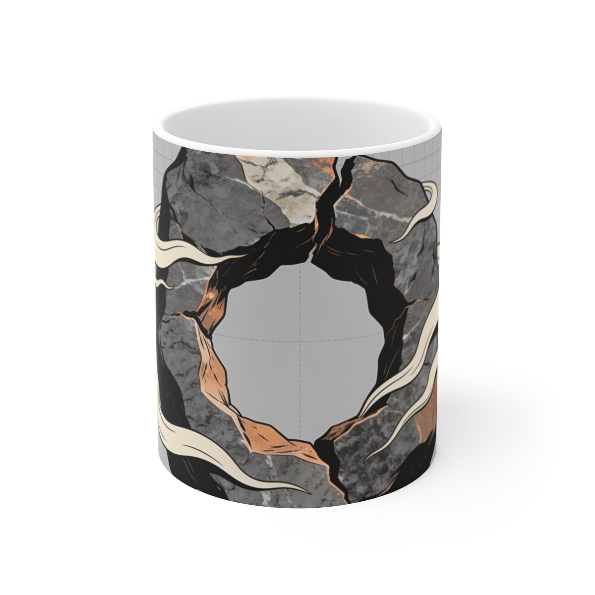 HD Fractured granite boulder flowing around one large central void Ceramic Mug 11oz