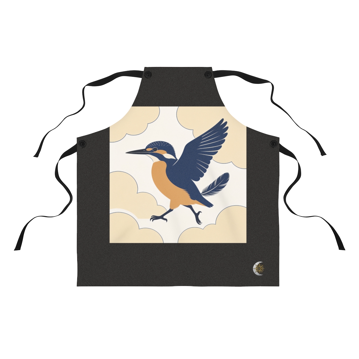 HD Kingfisher crossing the scene with one wing lifted Polyester Kitchen Apron