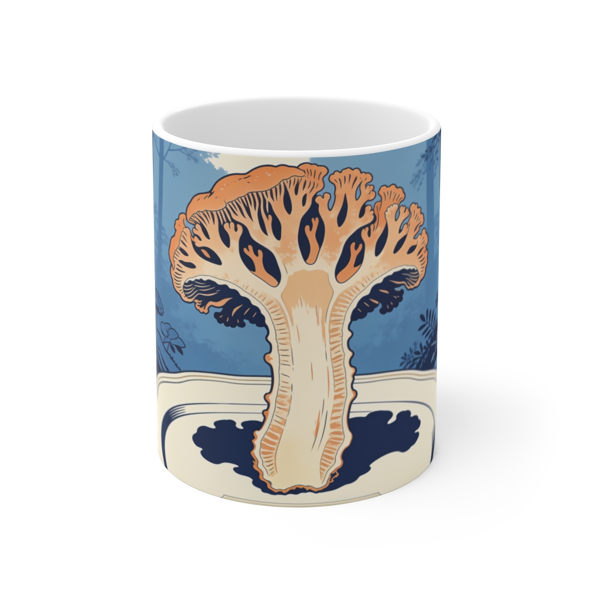 HD Coral fungus shown in a large cap-and-stem sectional study Ceramic Mug 11oz