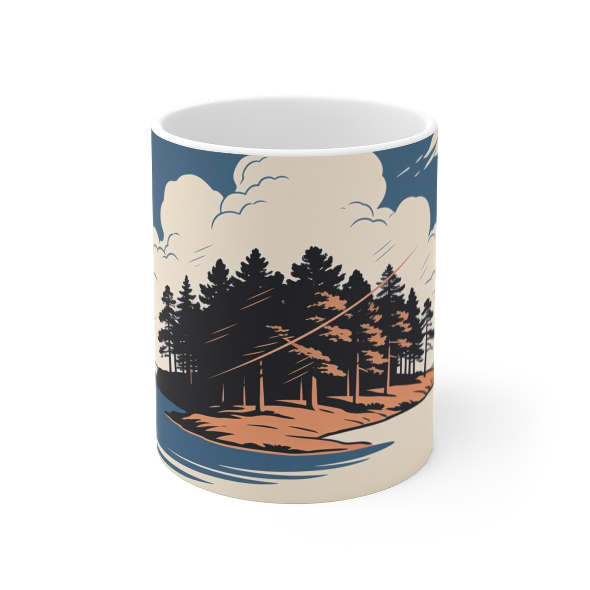 HD Wooded peninsula crossed by a gentle diagonal breeze Ceramic Mug 11oz