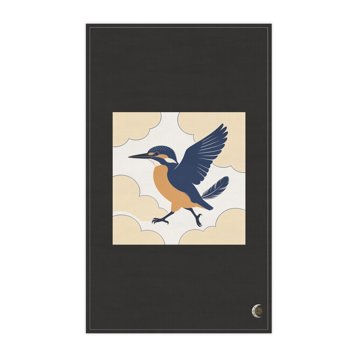 HD Kingfisher crossing the scene with one wing lifted 100% Cotton Twill Tea Towel