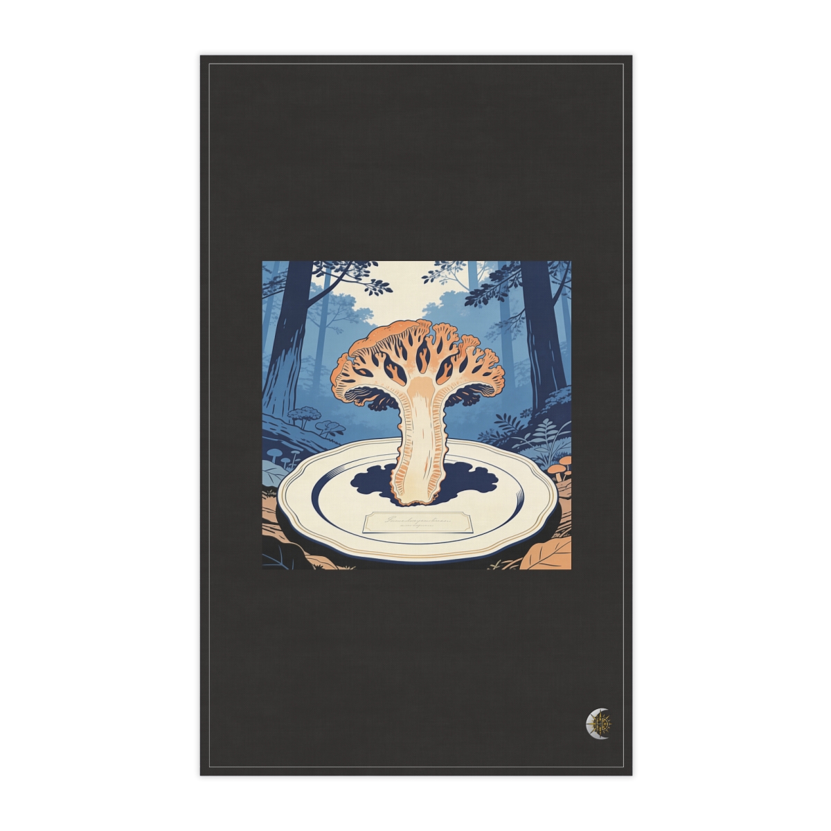 HD Coral fungus shown in a large cap-and-stem sectional study 100% Cotton Twill Tea Towel