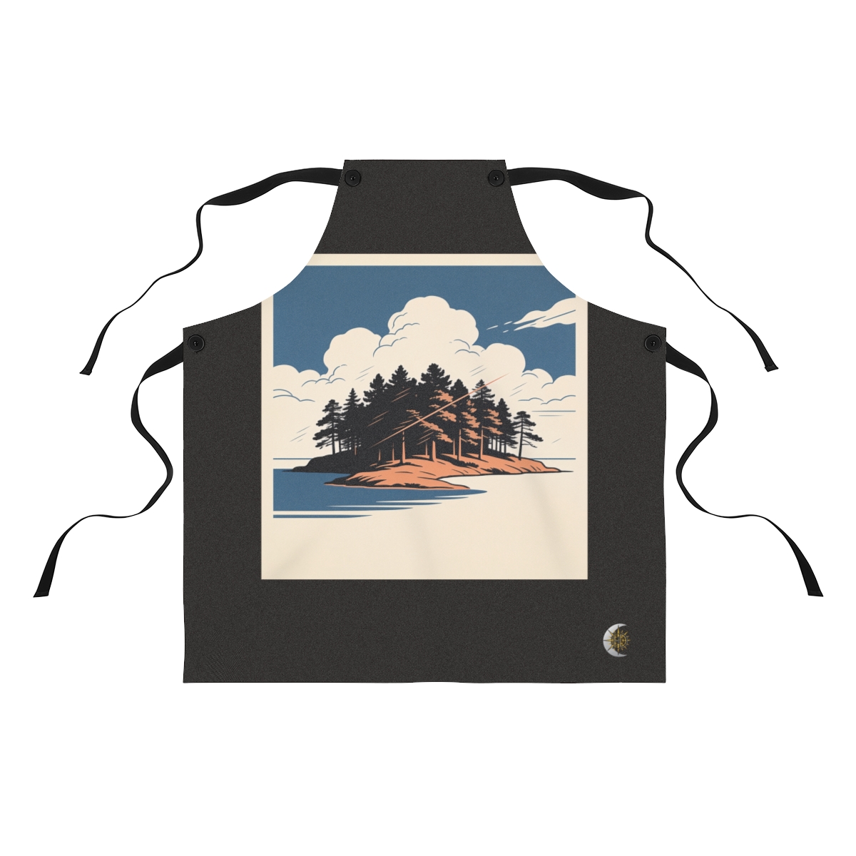 HD Wooded peninsula crossed by a gentle diagonal breeze Polyester Kitchen Apron