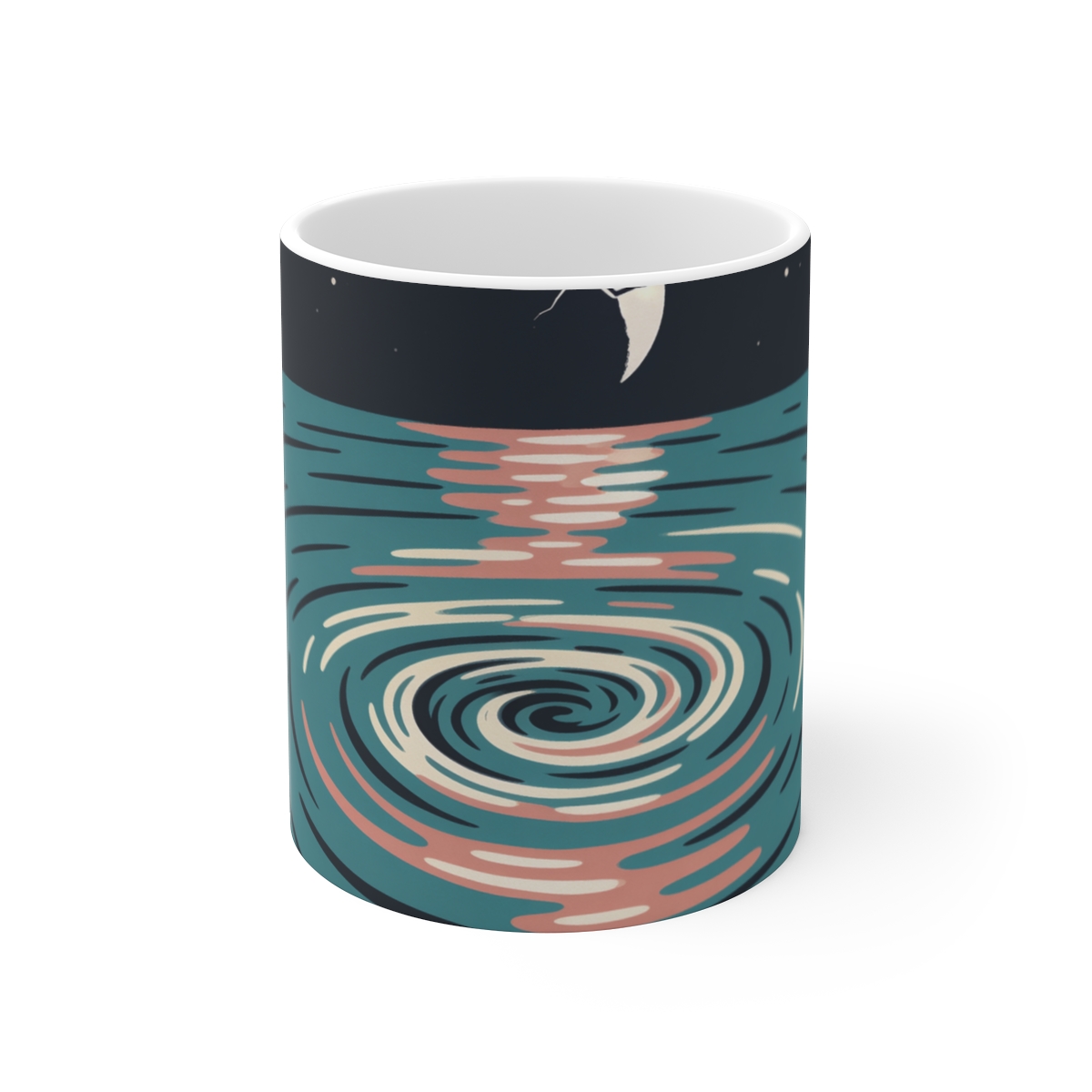 HD Spiral whirlpool reflecting a broken arc of moonlight Ceramic Mug 11oz
