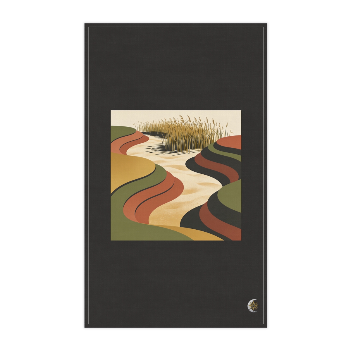 HD Sandy reed inlet reduced to stacked rounded color planes 100% Cotton Twill Tea Towel