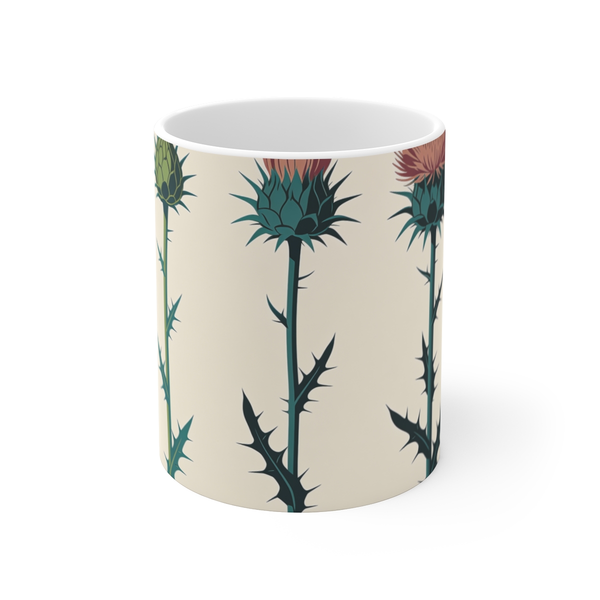 HD Thistle crown arranged as three distinct growth stages Ceramic Mug 11oz