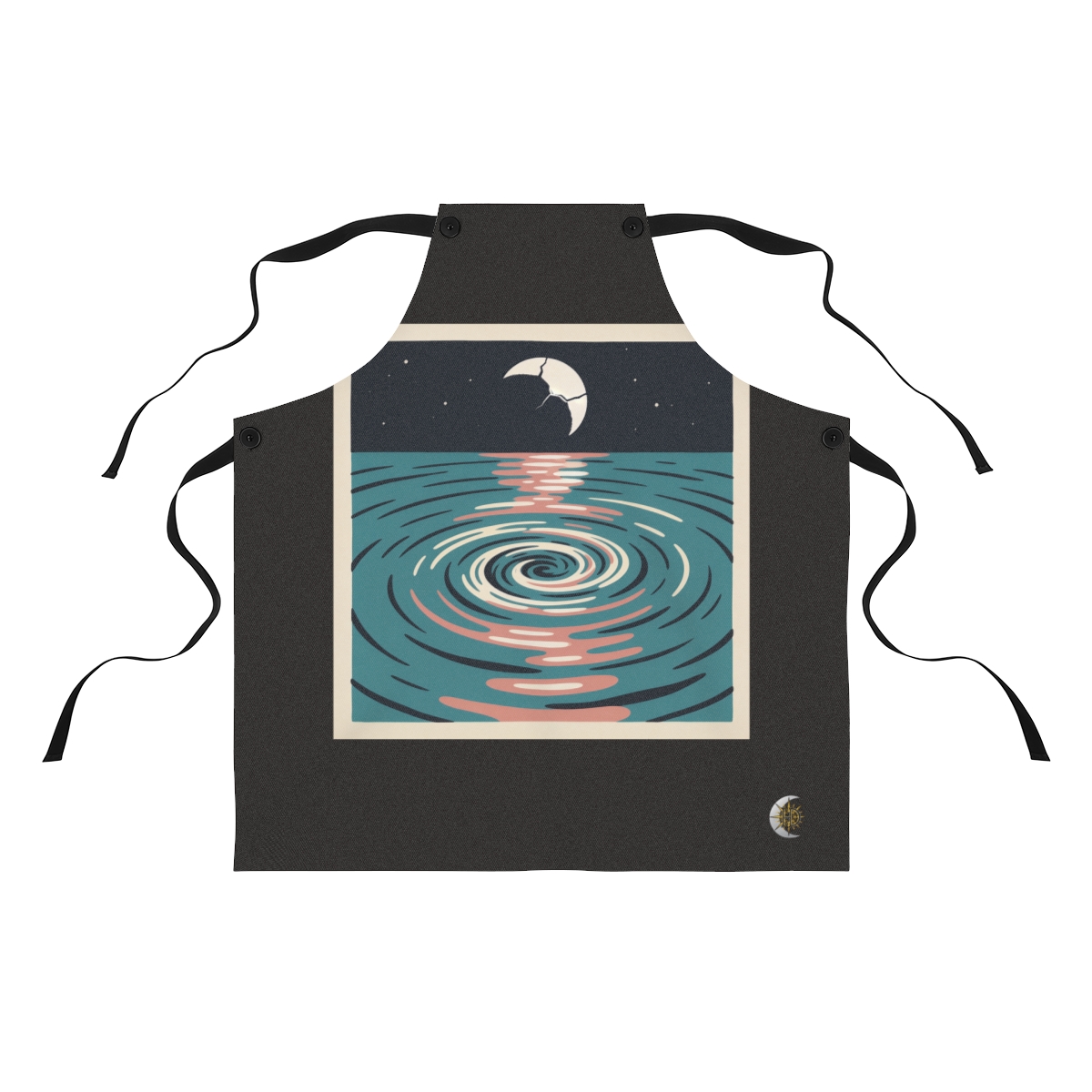 HD Spiral whirlpool reflecting a broken arc of moonlight Polyester Kitchen Apron
