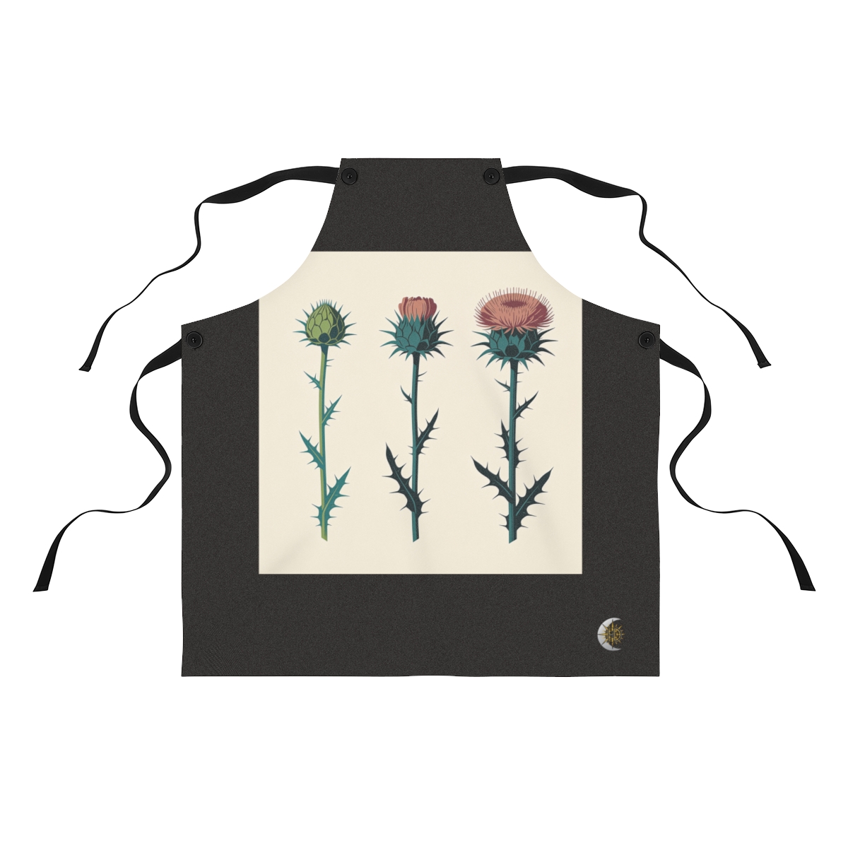 HD Thistle crown arranged as three distinct growth stages Polyester Kitchen Apron