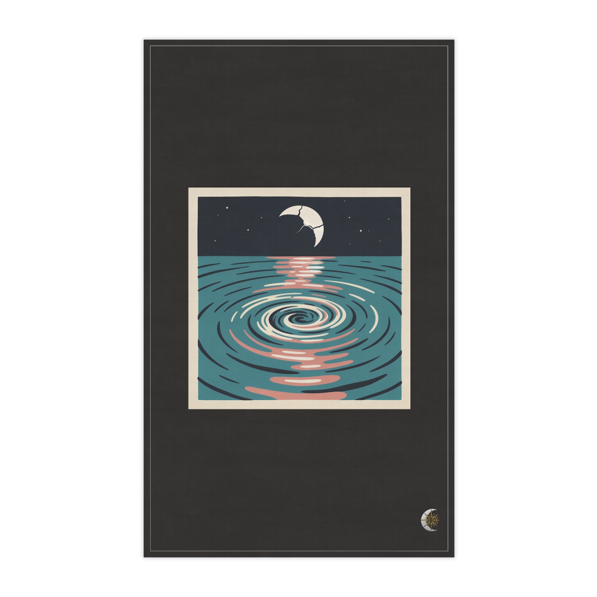 HD Spiral whirlpool reflecting a broken arc of moonlight 100% Cotton Twill Tea Towel
