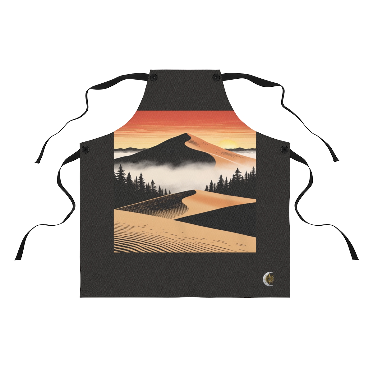 HD Dune crest rising above a broad belt of fog Polyester Kitchen Apron