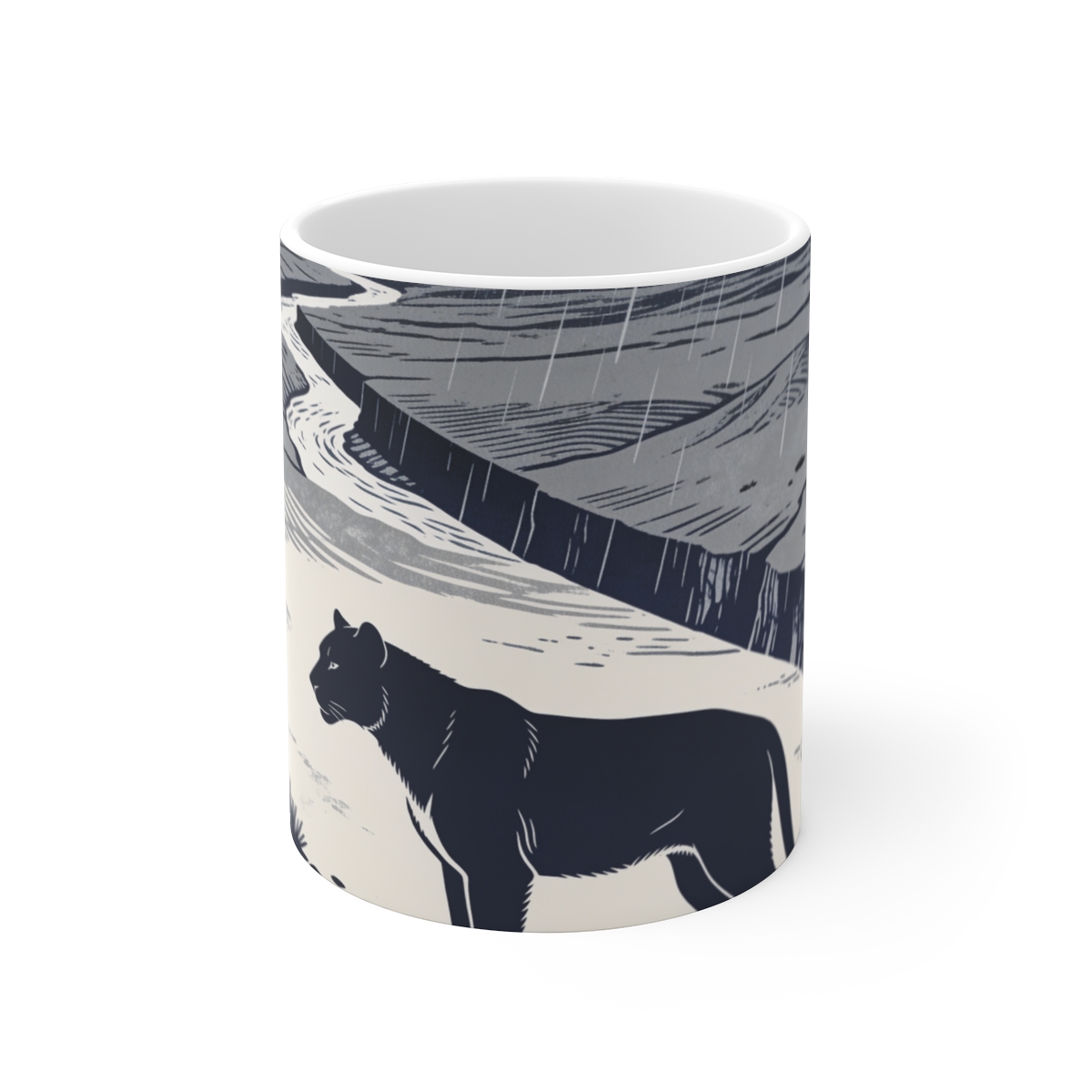 HD River-cut badland dividing the image along a steep diagonal Ceramic Mug 11oz